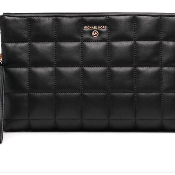 Michael Kors Black Clutch with Metal Accents - Picture 1 of 1